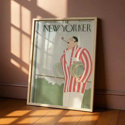 The New Yorker 1928 Tennis Poster, Vintage Art Deco Magazine Cover Wall Art Print