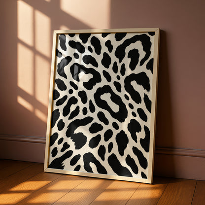 Leopard Print Wall Art, Monochrome Animal Pattern Poster, Black White Gallery Print