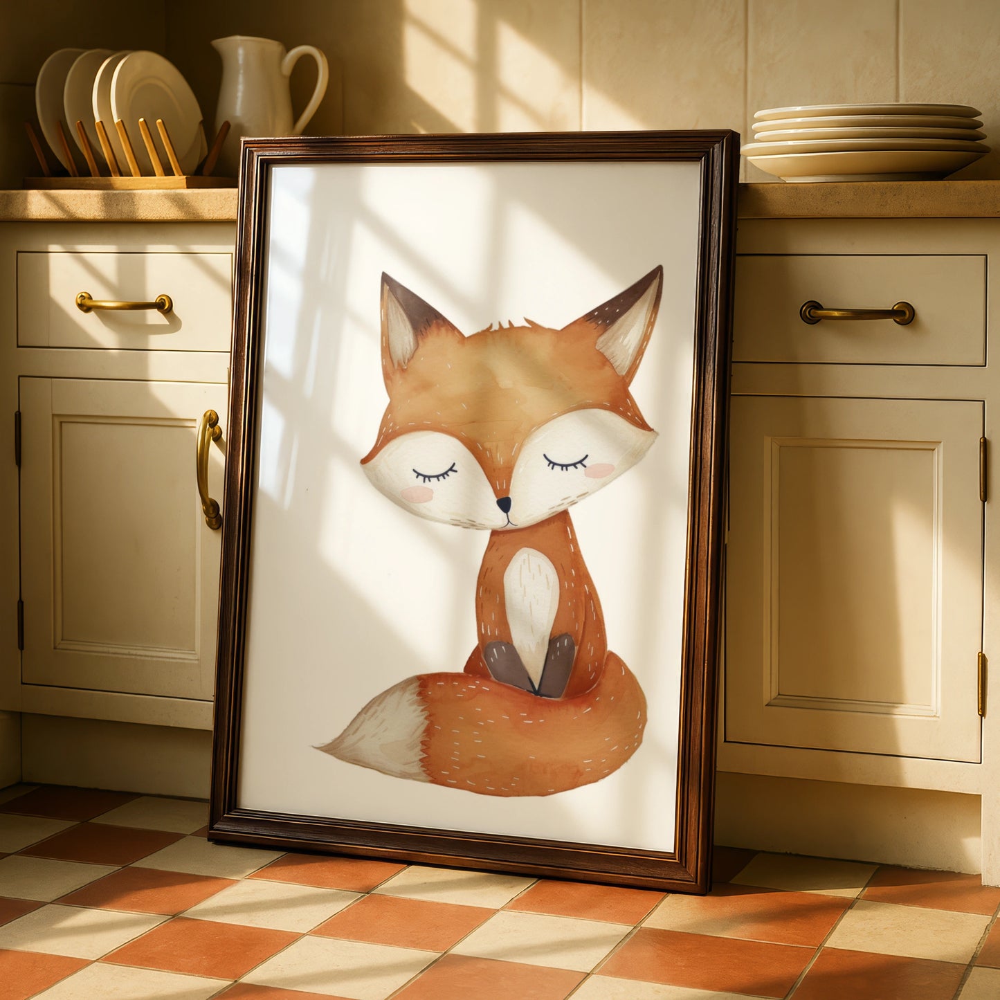 Woodland Fox Nursery Wall Art, Watercolour Fox Poster, Baby Animal Print, Kids Room Decor