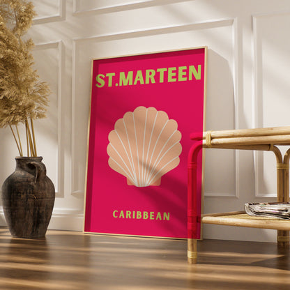 St Maarten Caribbean Travel Poster, Retro Wall Art, Tropical Island Print