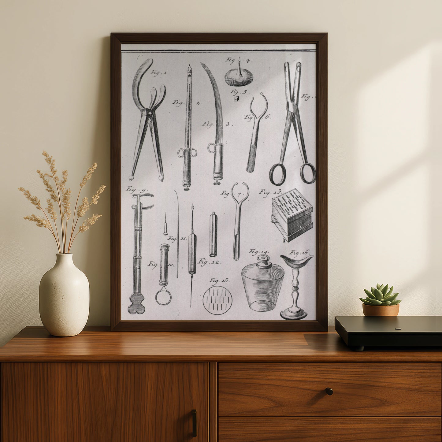 Vintage Surgical Instruments Print, Antique Medical Illustration, Halloween Gothic Wall Art Poster