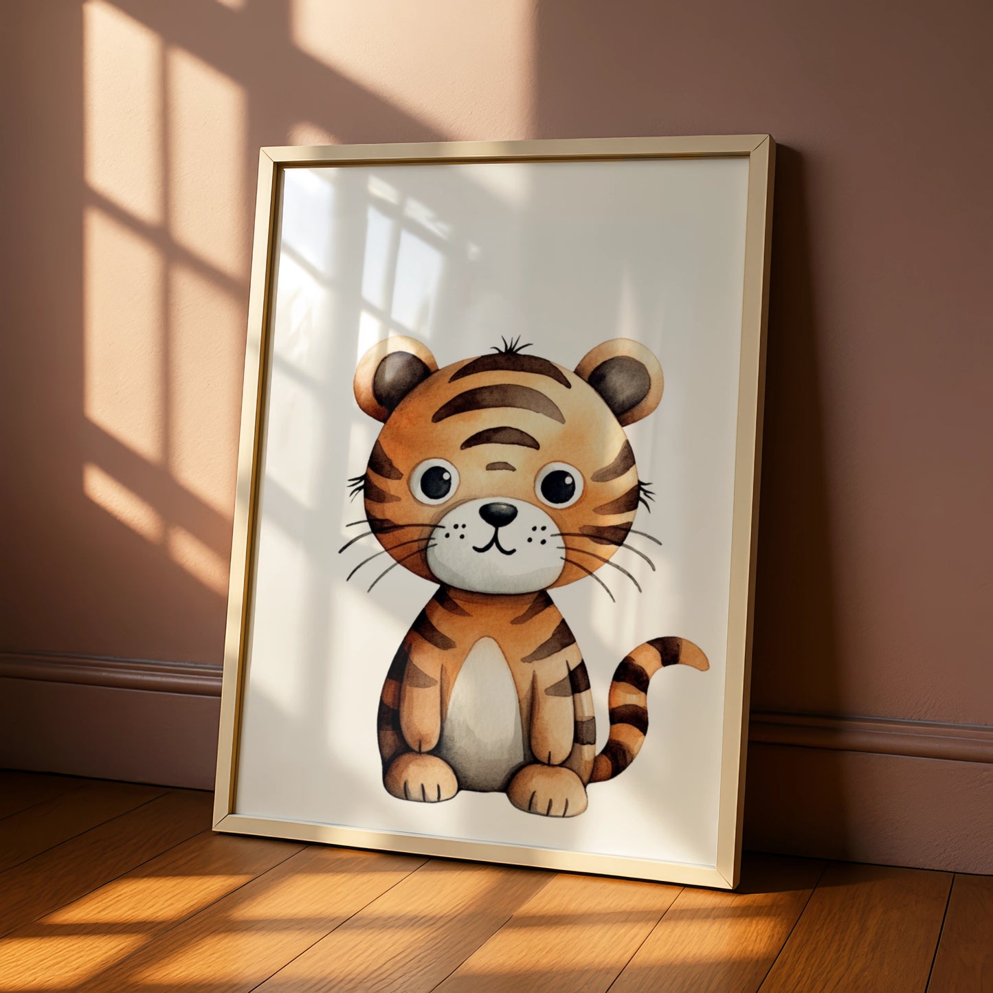 Cute Tiger Nursery Wall Art, Baby Animal Poster, Kids Room Watercolour Print, Safari Decor