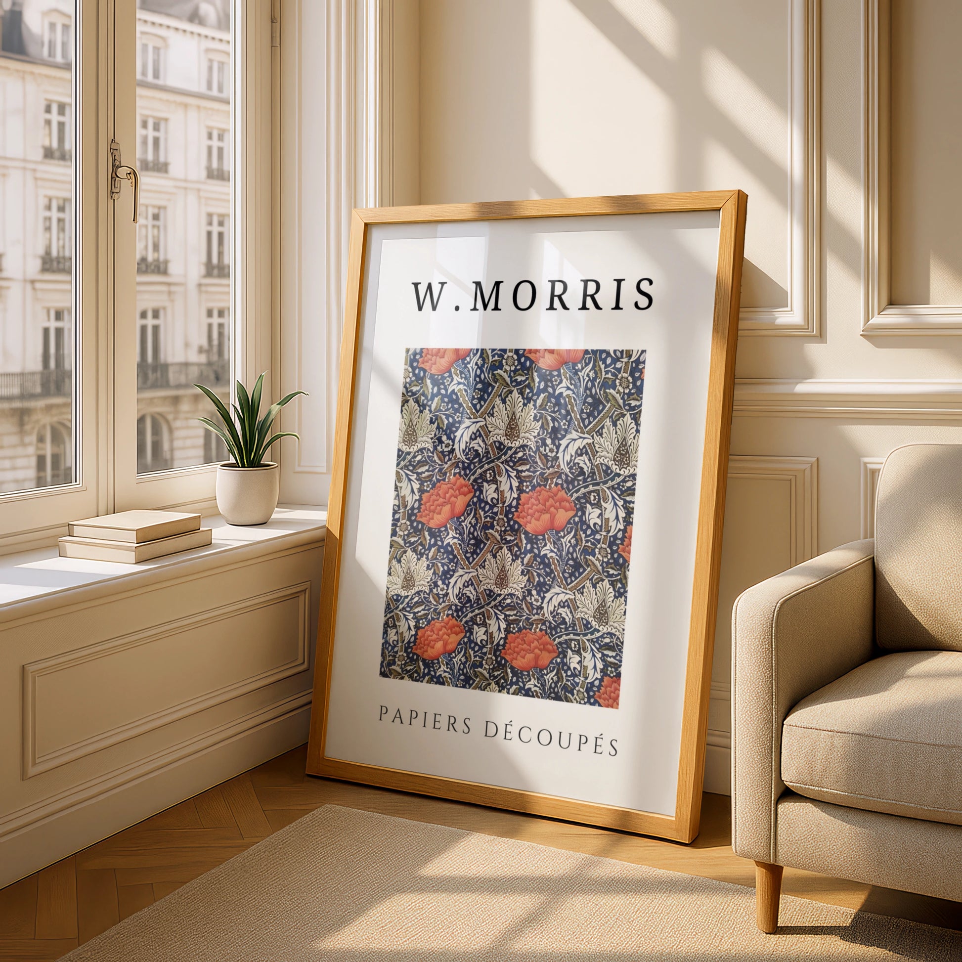 William Morris Floral Wall Art Print | Navy Blue Red Botanical Poster, Living Room Decor – product image 4