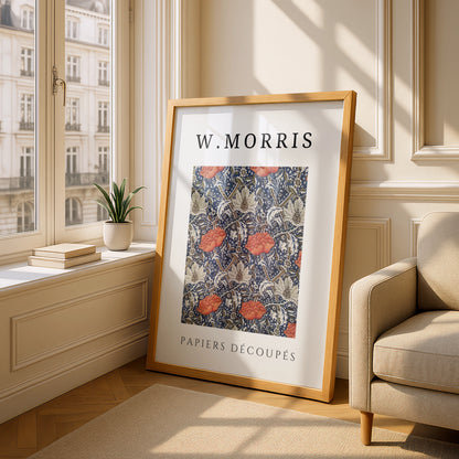 William Morris Floral Wall Art Print | Navy Blue Red Botanical Poster, Living Room Decor – product image 4