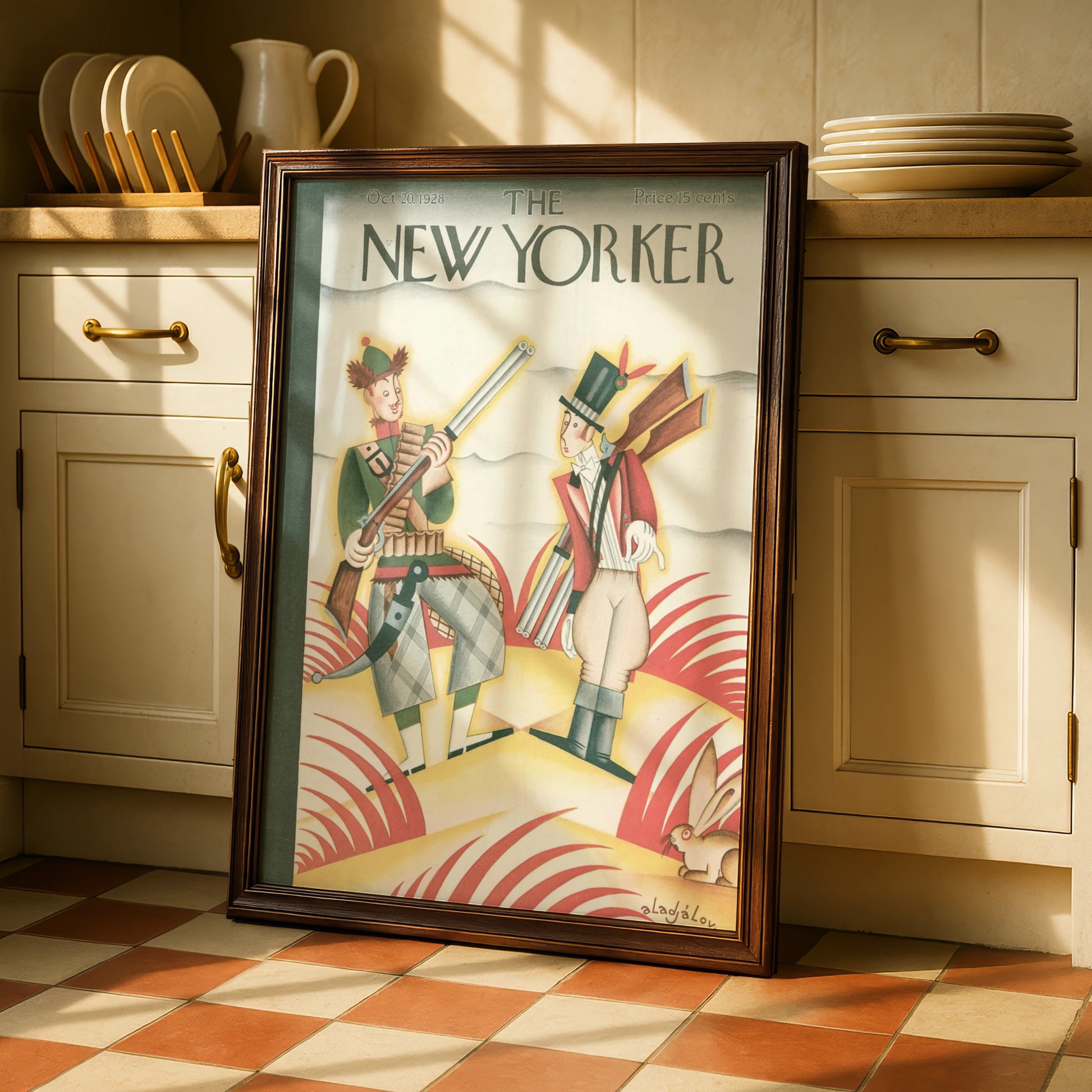 New Yorker 1928 Cover Art Poster, Vintage Hunting Scene, Art Deco Wall Print