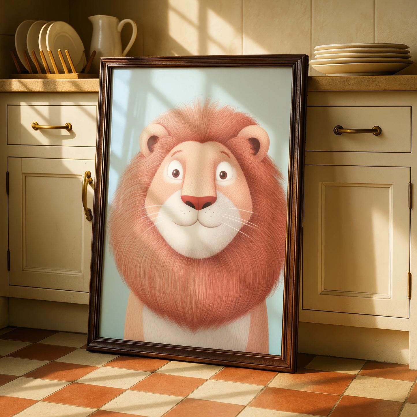 Cute Lion Nursery Wall Art, Baby Animal Poster, Kids Room Print, Safari Decor