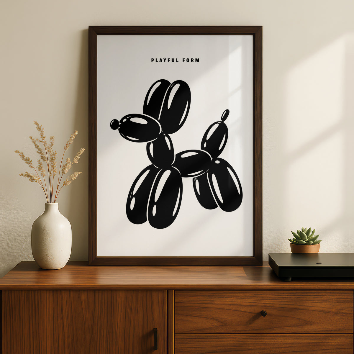 Balloon Dog Print, Monochrome Wall Art, Black and White Poster, Modern Gallery Wall