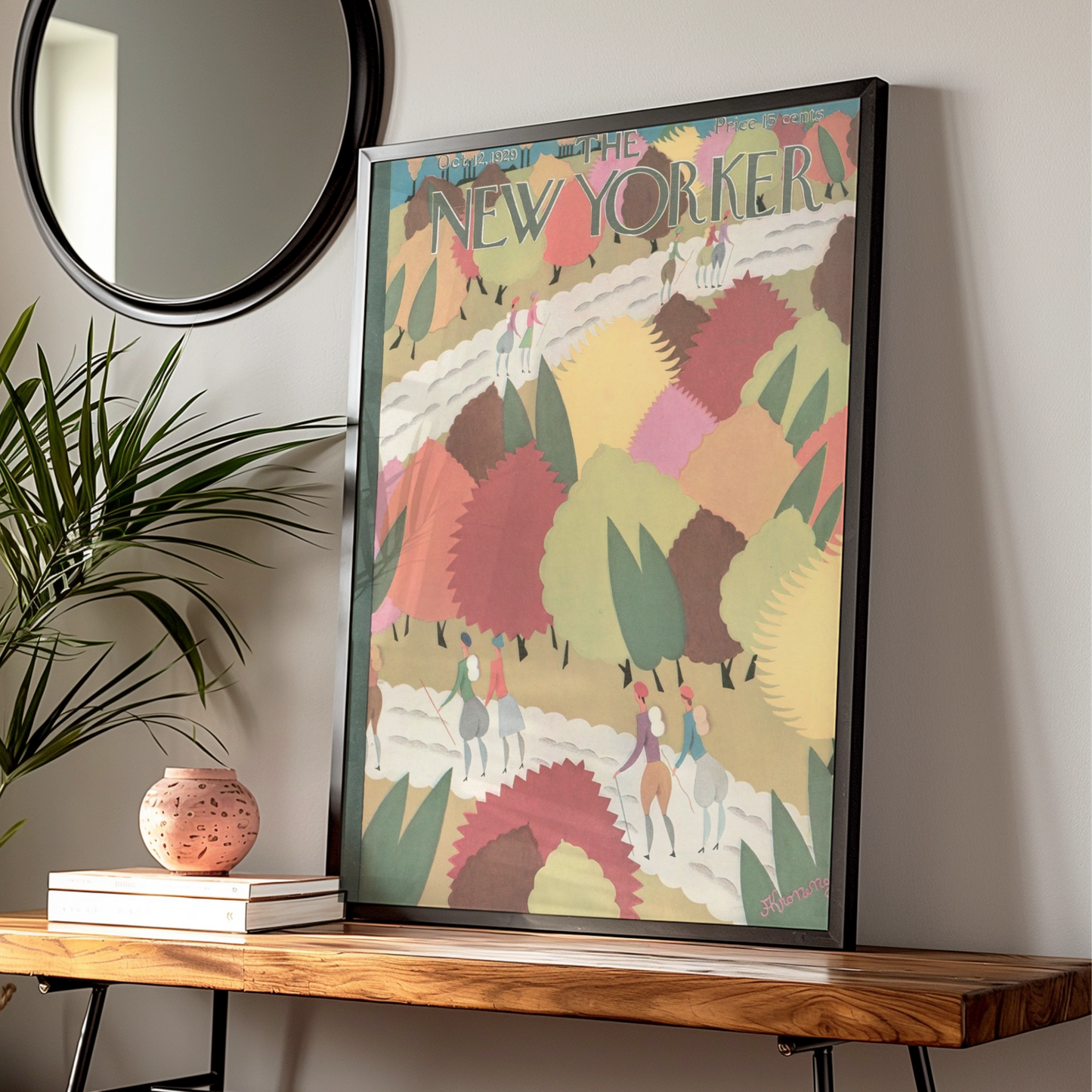 New Yorker 1929 Autumn Park Poster, Vintage Art Deco Cover Print, Fall Wall Art