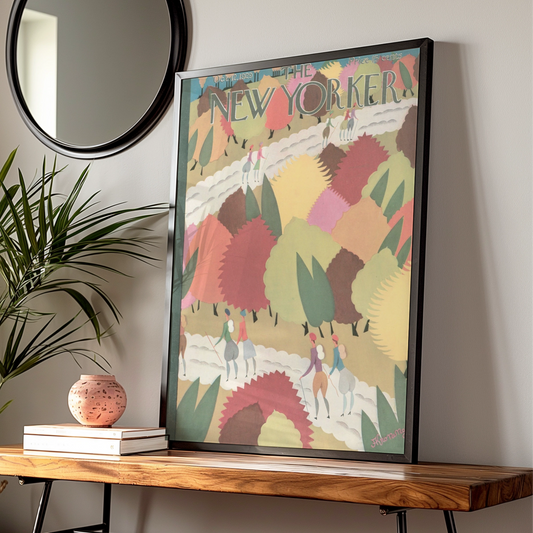 New Yorker 1929 Autumn Park Poster, Vintage Art Deco Cover Print, Fall Wall Art