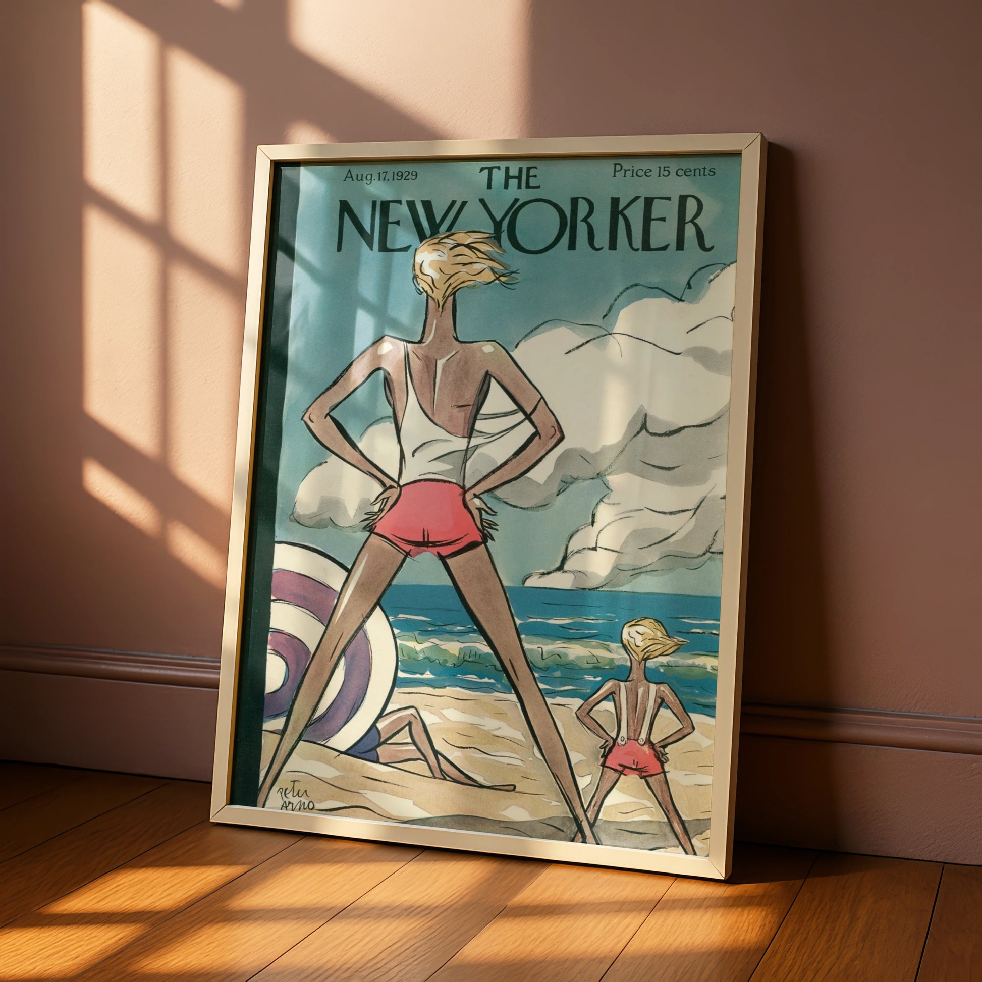 The New Yorker August 1929 Beach Cover Poster, Peter Arno Vintage Wall Art Print