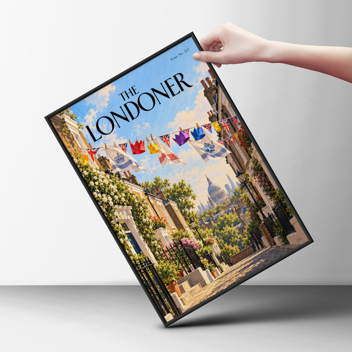 The Londoner Poster, London Street Wall Art, Union Jack Bunting Art Print, St Paul's Cathedral View