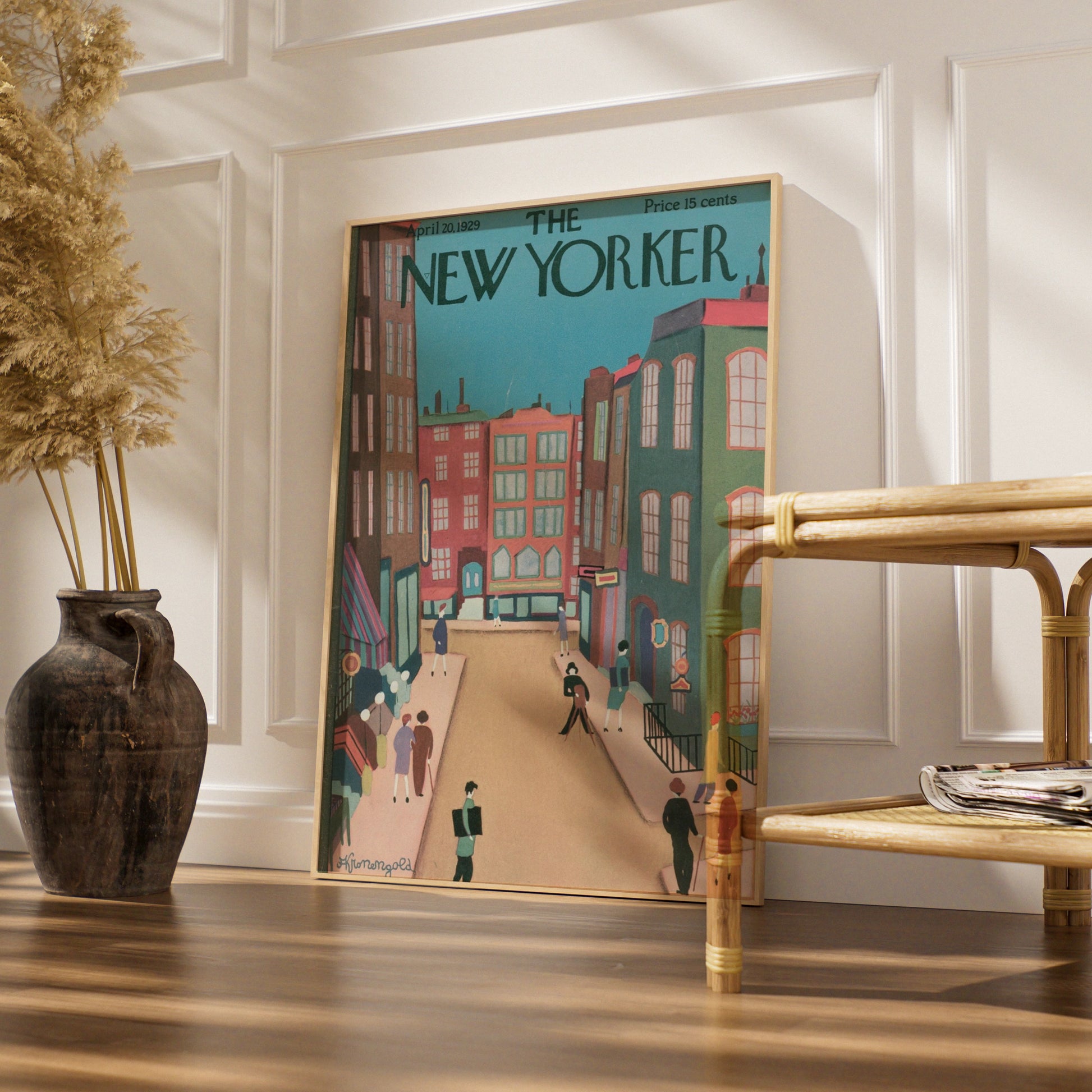 The New Yorker April 1929 Cover Poster, Vintage NYC Street Scene Wall Art Print