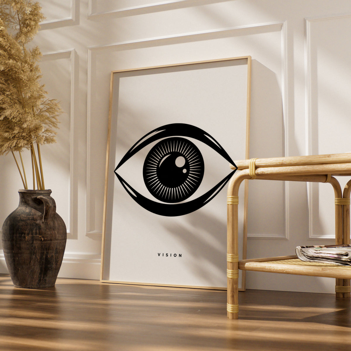 Vision Eye Print, Monochrome Wall Art, Minimalist Black and White Poster, Gallery Wall Decor