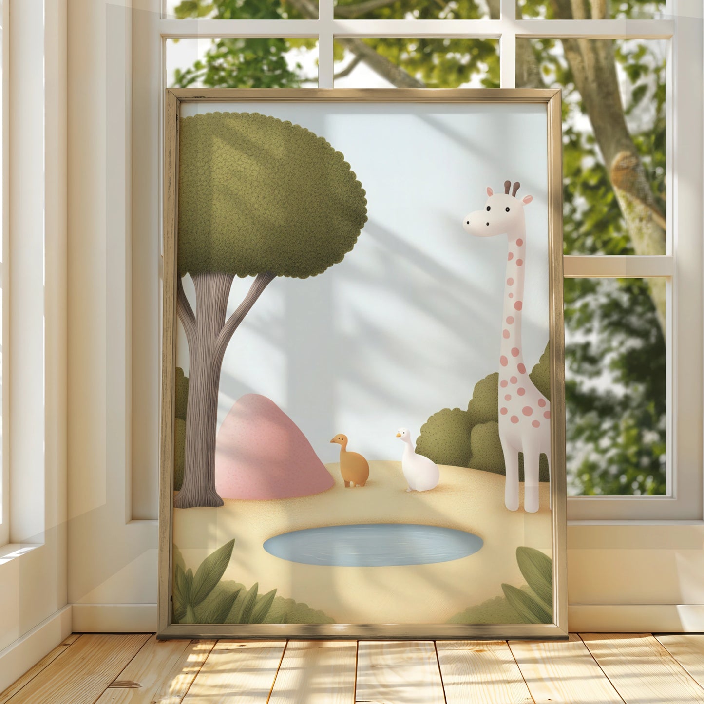Giraffe Nursery Wall Art, Safari Animal Print, Baby Room Poster, Cute Kids Decor