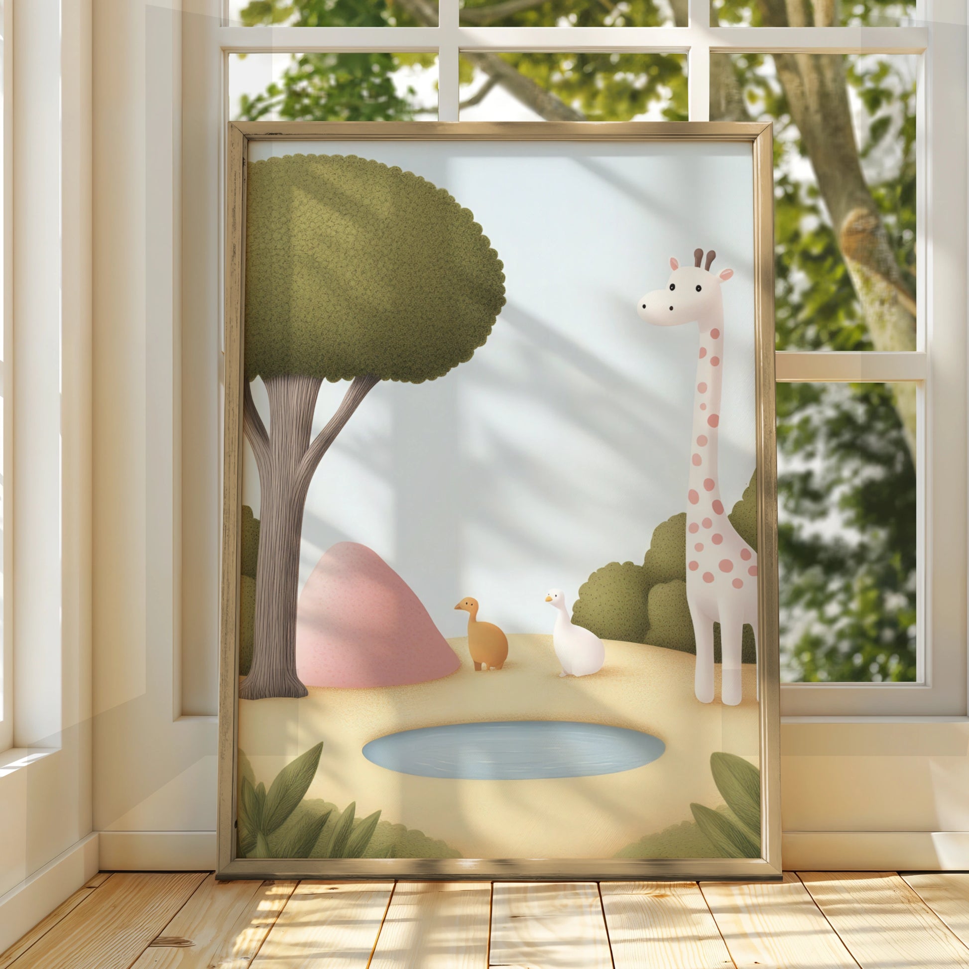 Giraffe Nursery Wall Art, Safari Animal Print, Baby Room Poster, Cute Kids Decor