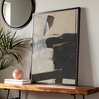 Modern Monochrome Abstract Wall Art, Black Neutral Poster, Contemporary Gallery Print