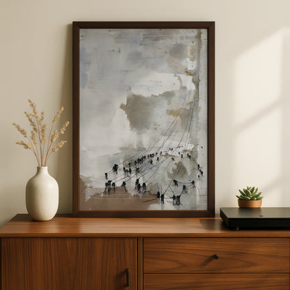 Figures on Lines Abstract Art, Monochrome Wall Art, Modern Contemporary Print, Neutral Gallery Wall