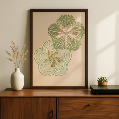 Japanese Botanical Print, Vintage Woodblock Wall Art, Bijutsukai 1901, Japandi Floral Poster – A5 Black frame