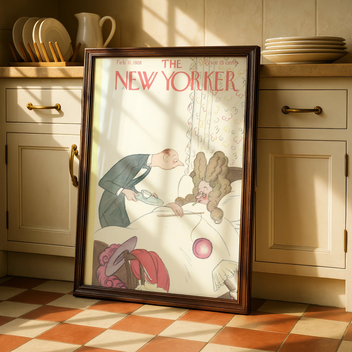 The New Yorker February 1928 Cover Art Poster, Vintage Illustration Wall Art Print