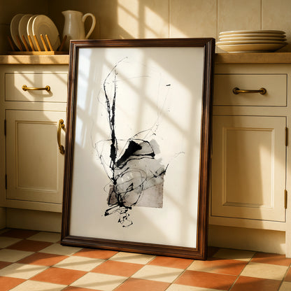 Abstract Ink Figure Monochrome Wall Art, Black and White Poster, Minimalist Print