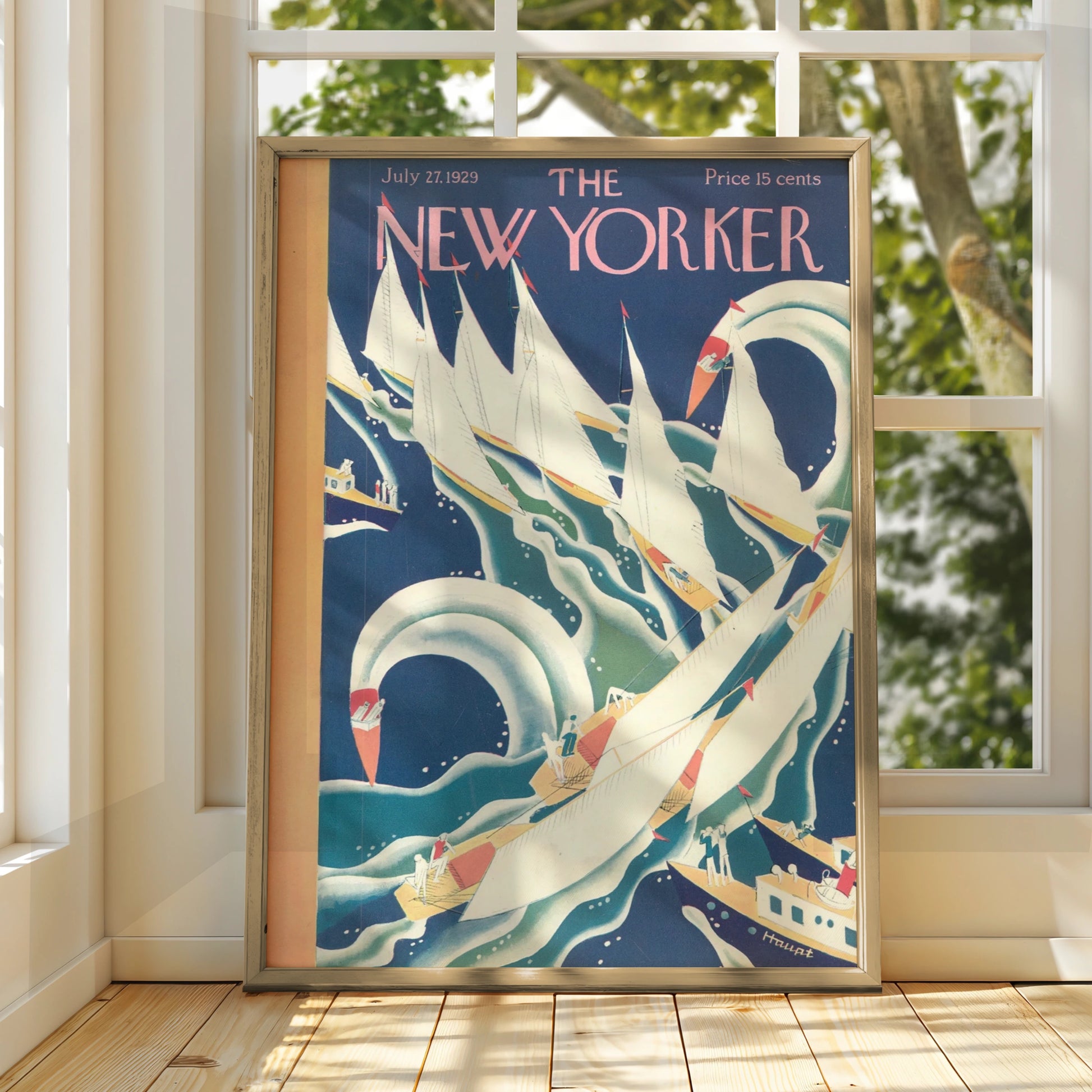 The New Yorker July 1929 Sailing Cover Poster, Vintage Art Deco Nautical Wall Art