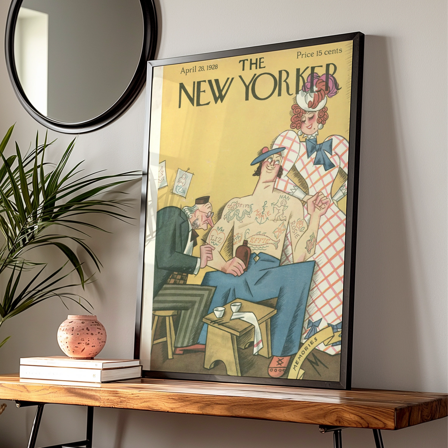 New Yorker Cover April 1928 Tattoo Parlour Art Poster, Vintage Humour Wall Print