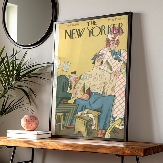 New Yorker Cover April 1928 Tattoo Parlour Art Poster, Vintage Humour Wall Print