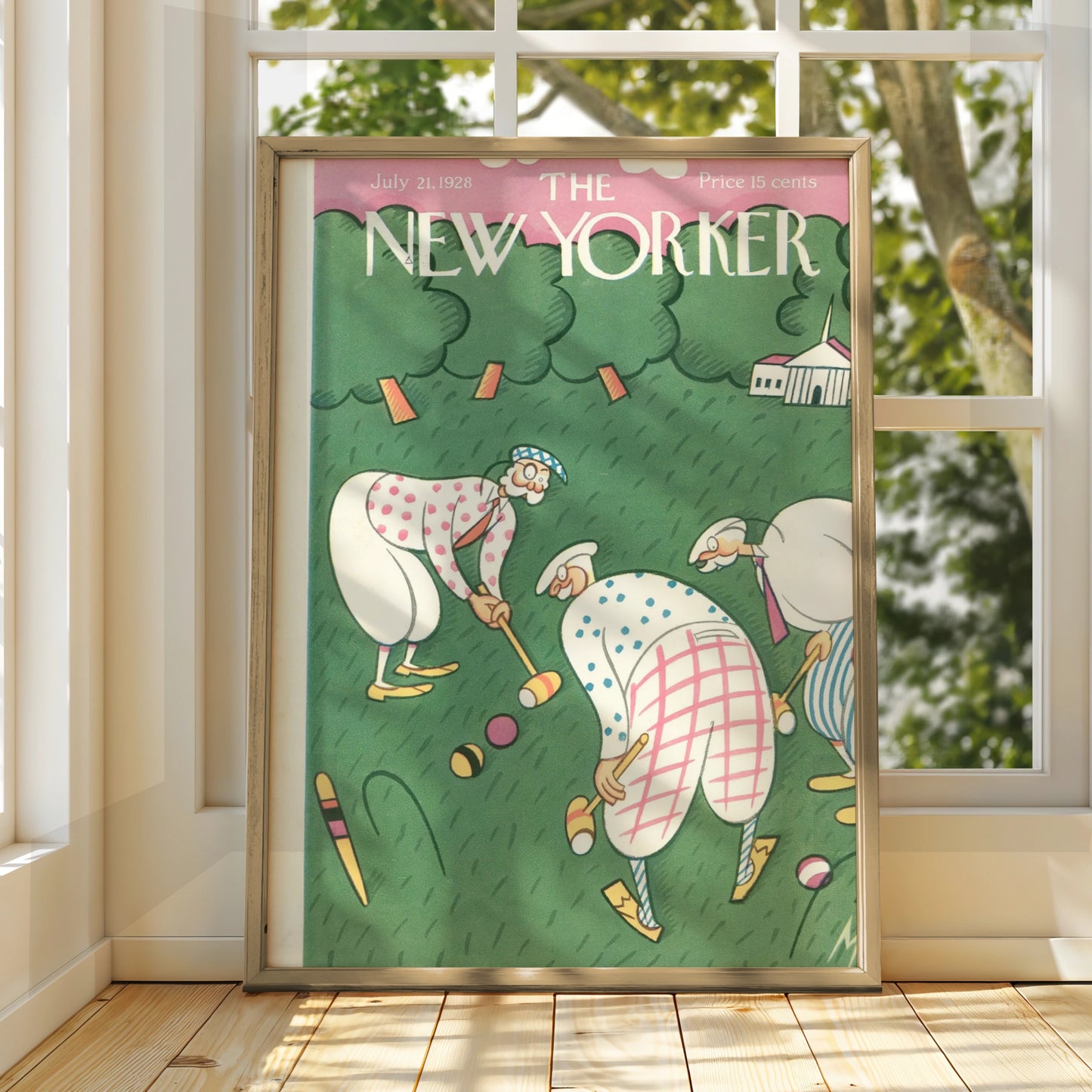 The New Yorker July 1928 Croquet Poster, Vintage Magazine Cover Wall Art Print