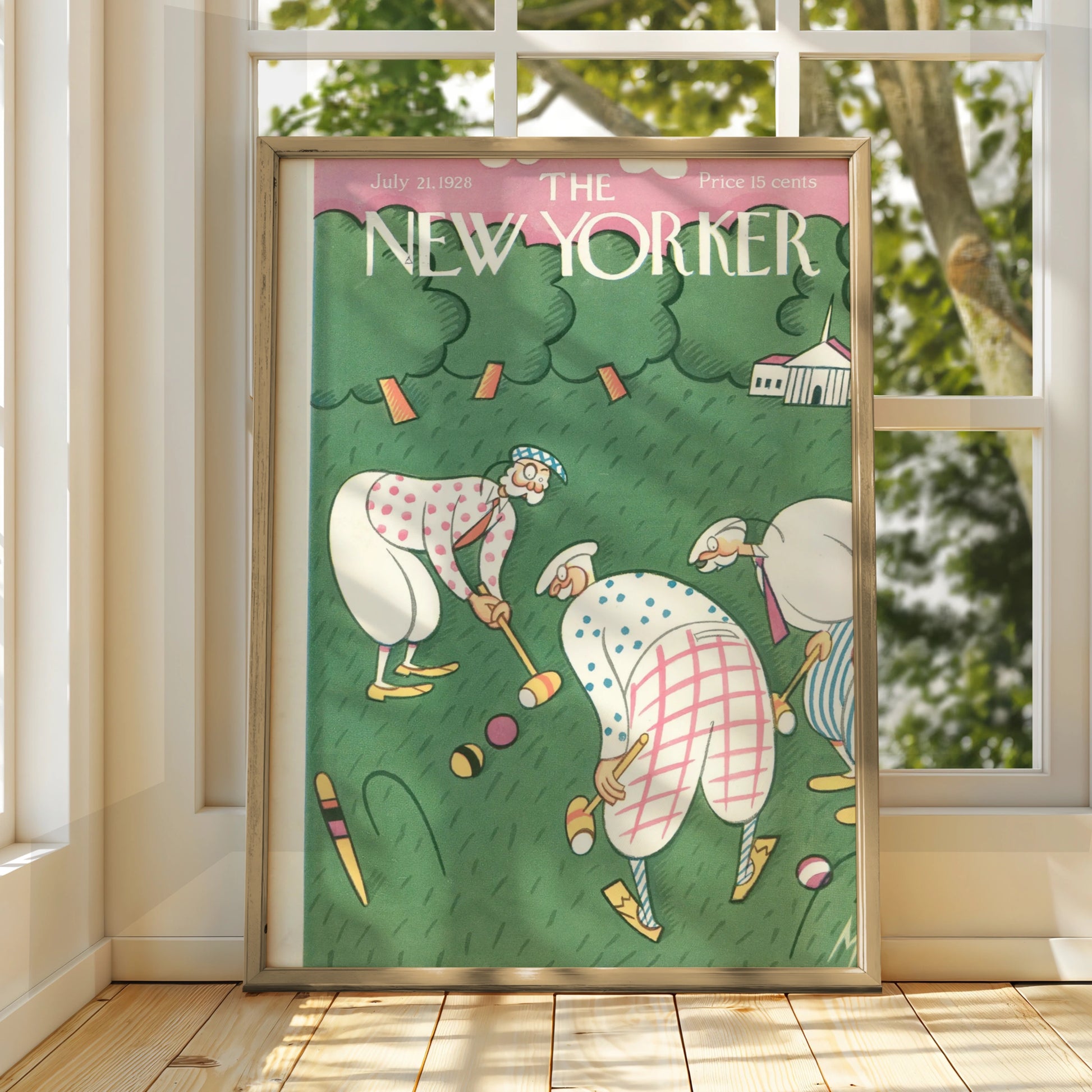 The New Yorker July 1928 Croquet Poster, Vintage Magazine Cover Wall Art Print