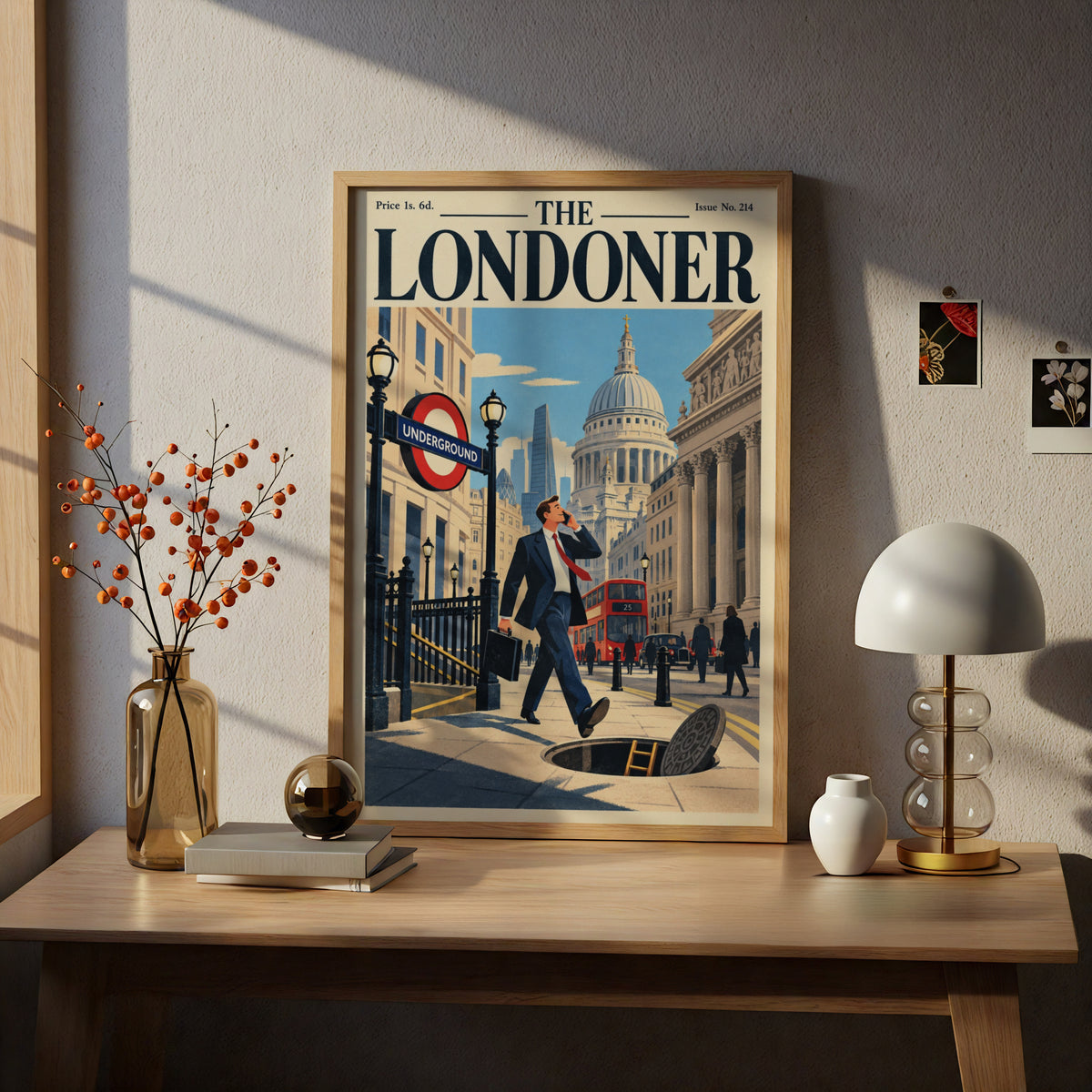 The Londoner Vintage Magazine Cover Poster, London Wall Art Print, Retro Travel Illustration