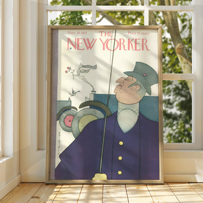 New Yorker 1927 Cover Poster, Rea Irvin Chauffeur Art Deco Wall Art Print