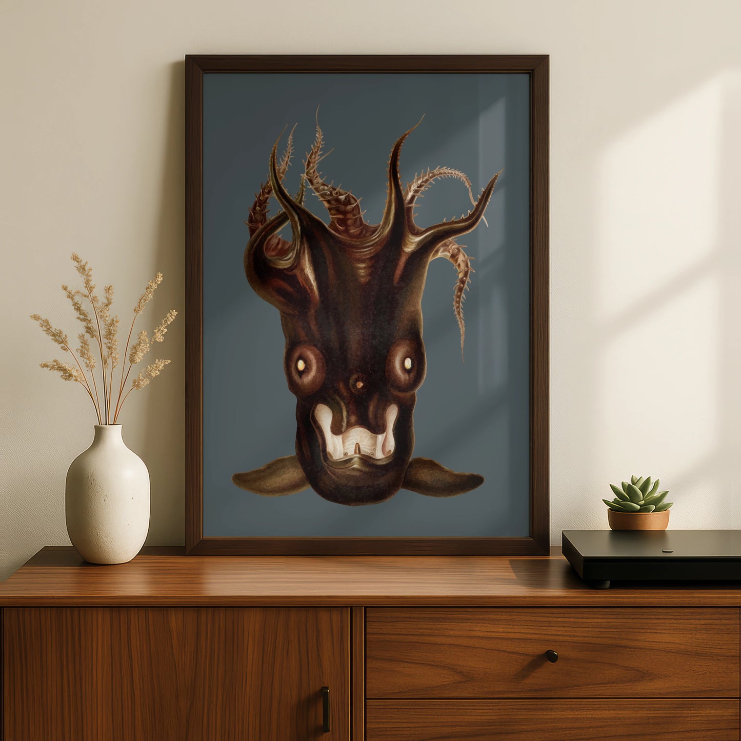 Halloween Dark Creature Poster, Horror Monster Wall Art, Spooky Demon Print, Gothic Occult Decor