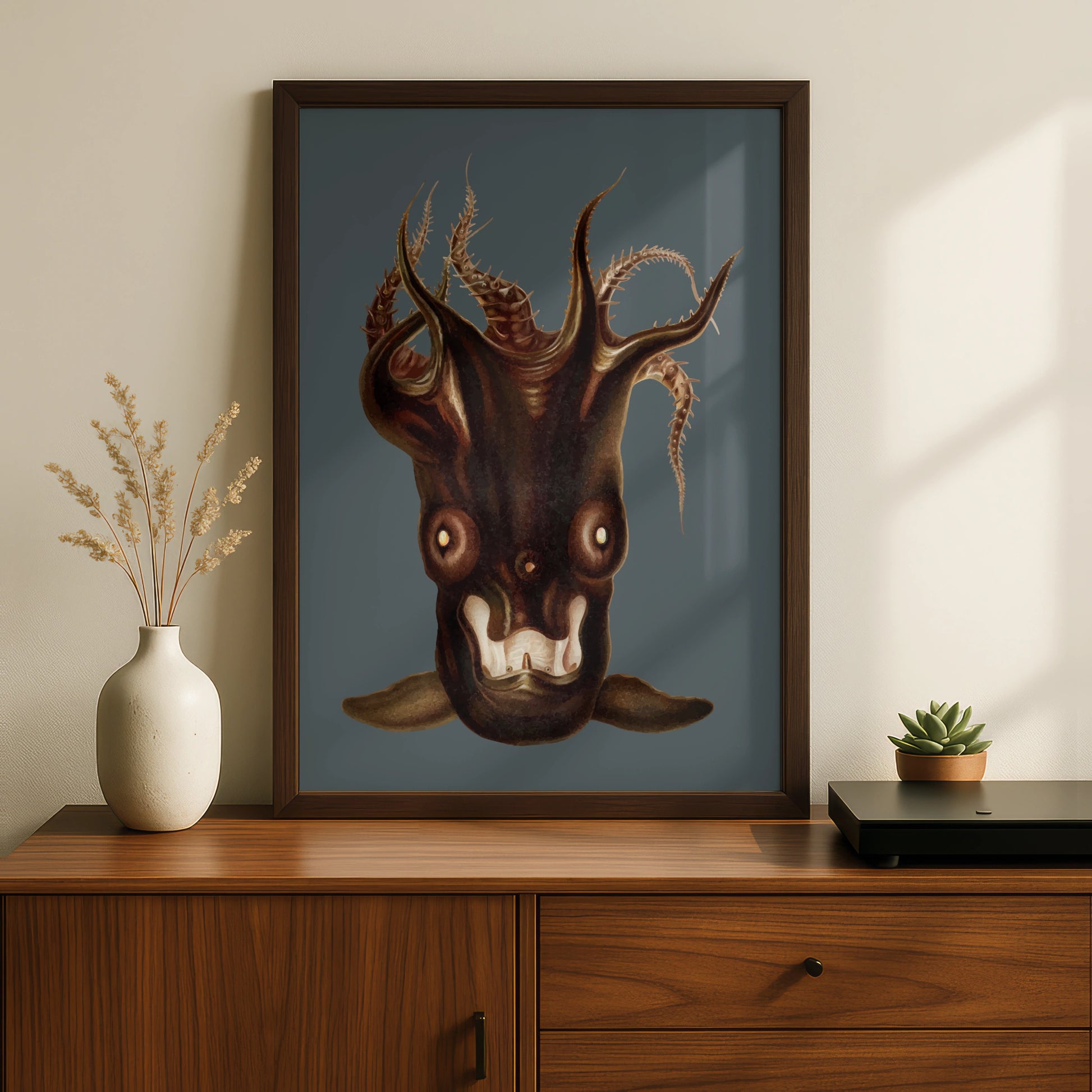 Halloween Dark Creature Poster, Horror Monster Wall Art, Spooky Demon Print, Gothic Occult Decor
