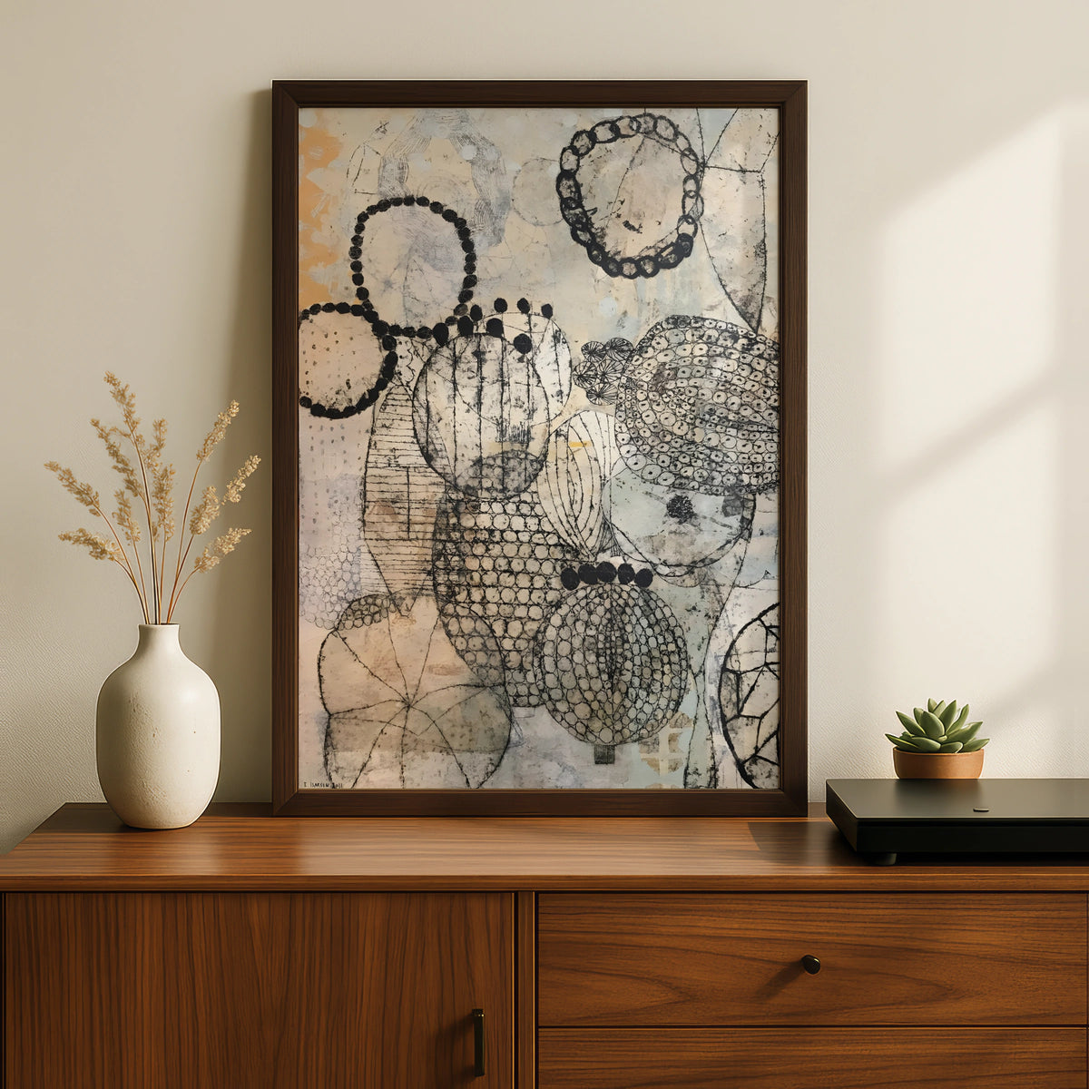 Abstract Monochrome Wall Art, Black and White Organic Print, Modern Neutral Poster