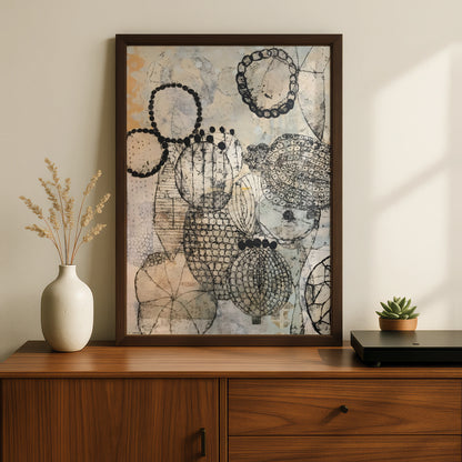 Abstract Monochrome Wall Art, Black and White Organic Print, Modern Neutral Poster