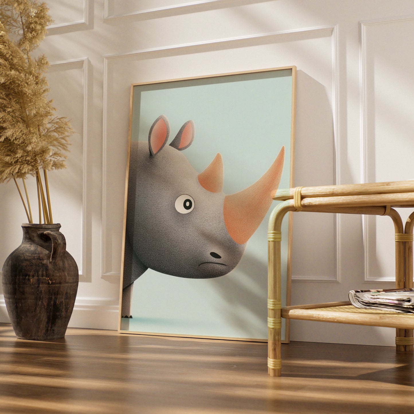 Rhino Nursery Wall Art, Cute Rhinoceros Print, Baby Animal Poster, Kids Room Decor