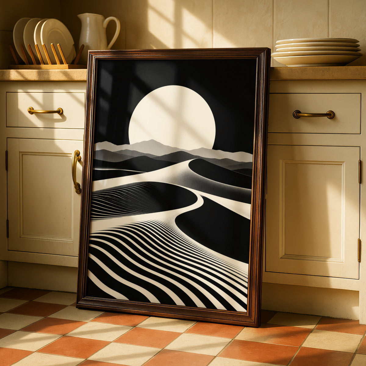 Desert Dunes Monochrome Wall Art, Black and White Landscape Poster, Minimalist Print