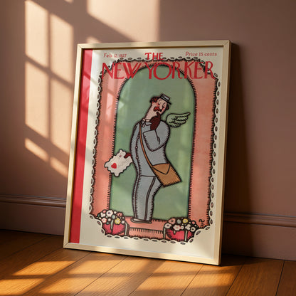 New Yorker Cover 1927 Poster, Valentine Postman Wall Art, Vintage Magazine Print