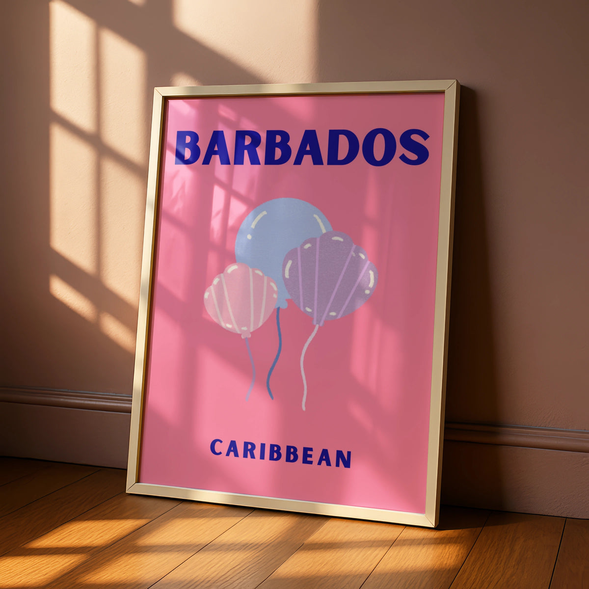Barbados Travel Poster, Caribbean Wall Art, Retro Pink Print, Unique Holiday Decor