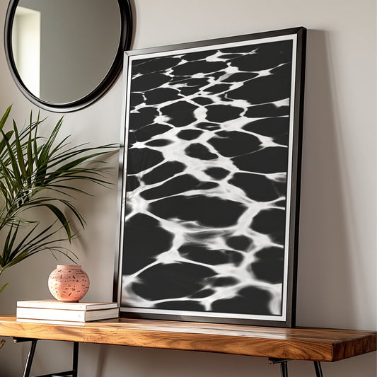 Water Reflection Print, Monochrome Wall Art, Black and White Abstract Poster, Modern Neutral Decor