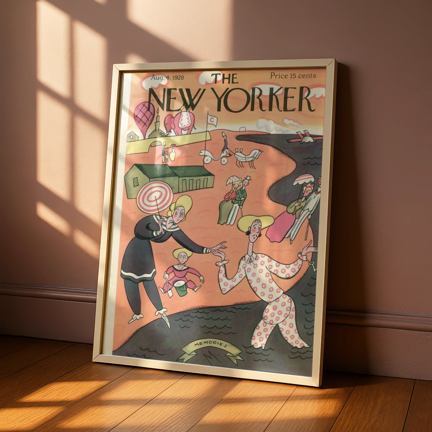 The New Yorker August 1928 Vintage Cover Poster, Beach Scene Art Deco Wall Art Print