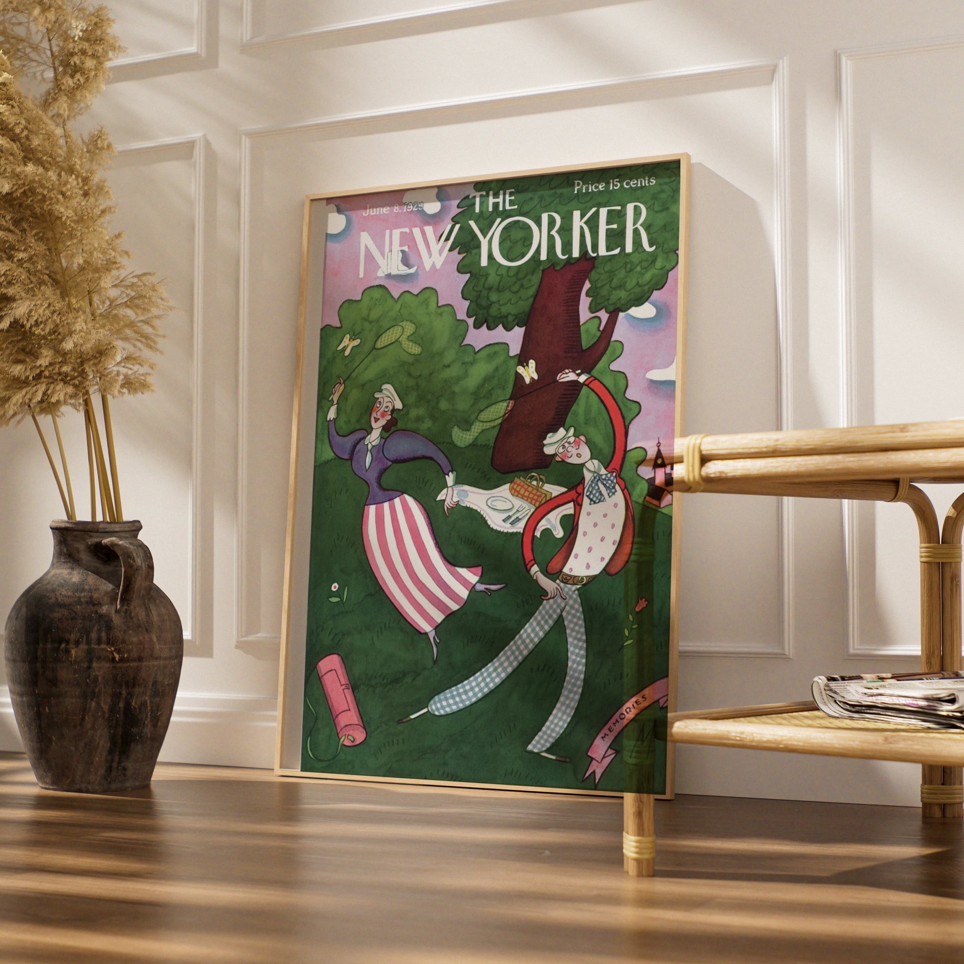 New Yorker Cover June 1929 Vintage Picnic Art Poster, Retro Summer Wall Art Print