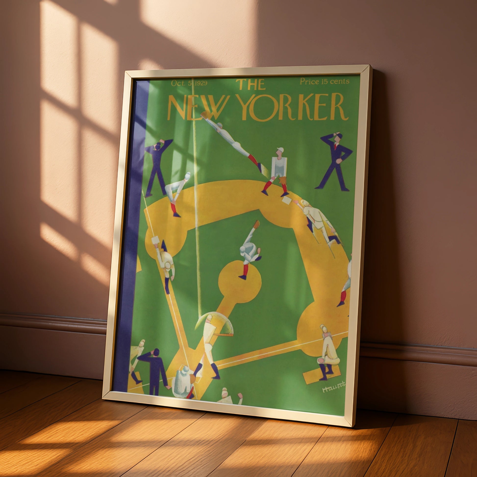The New Yorker 1929 Baseball Cover Poster, Vintage Art Deco Sports Wall Art Print