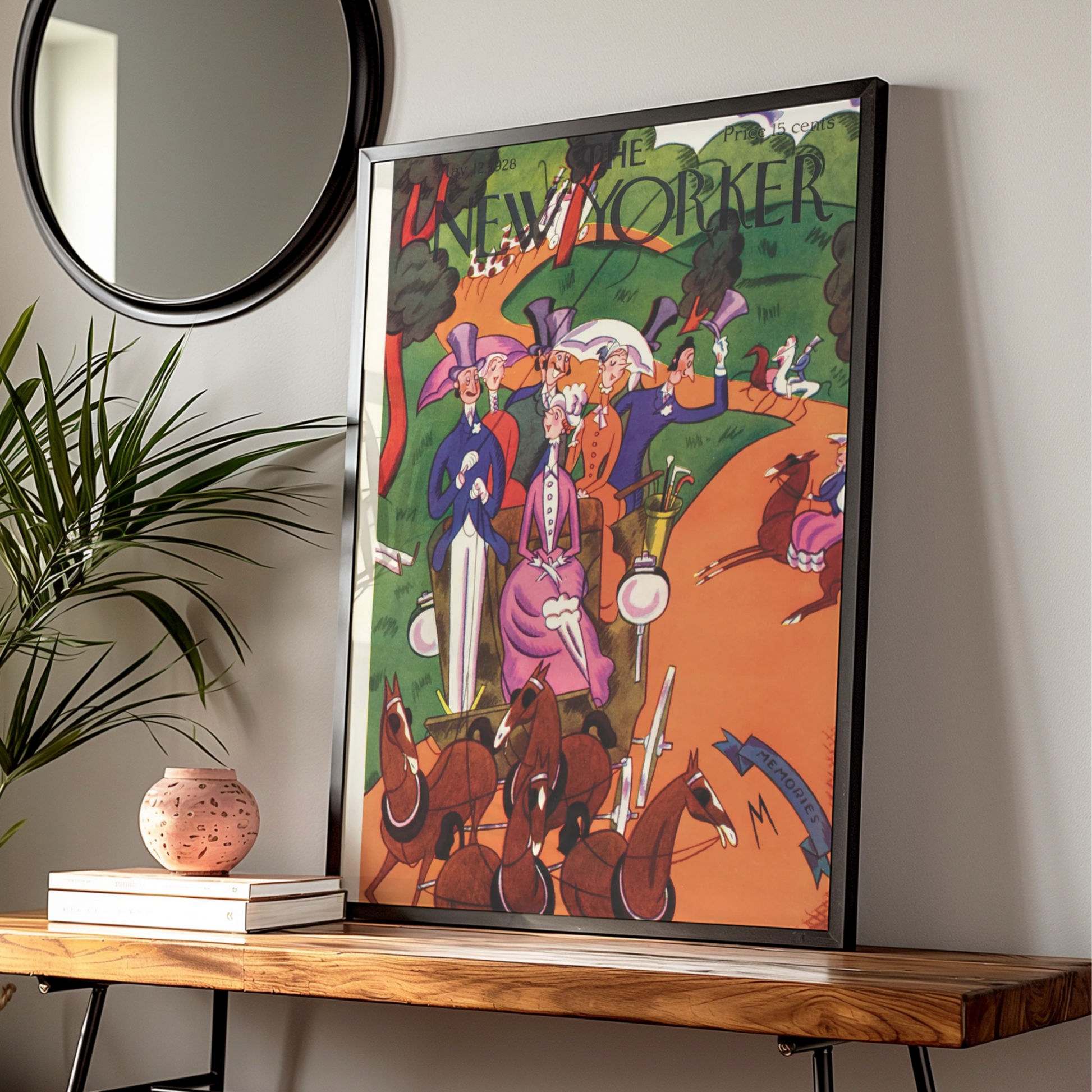 The New Yorker May 1928 Vintage Cover Poster, Horse Parade Art Print, Retro Wall Art