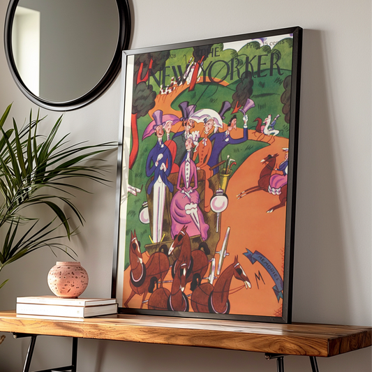 The New Yorker May 1928 Vintage Cover Poster, Horse Parade Art Print, Retro Wall Art