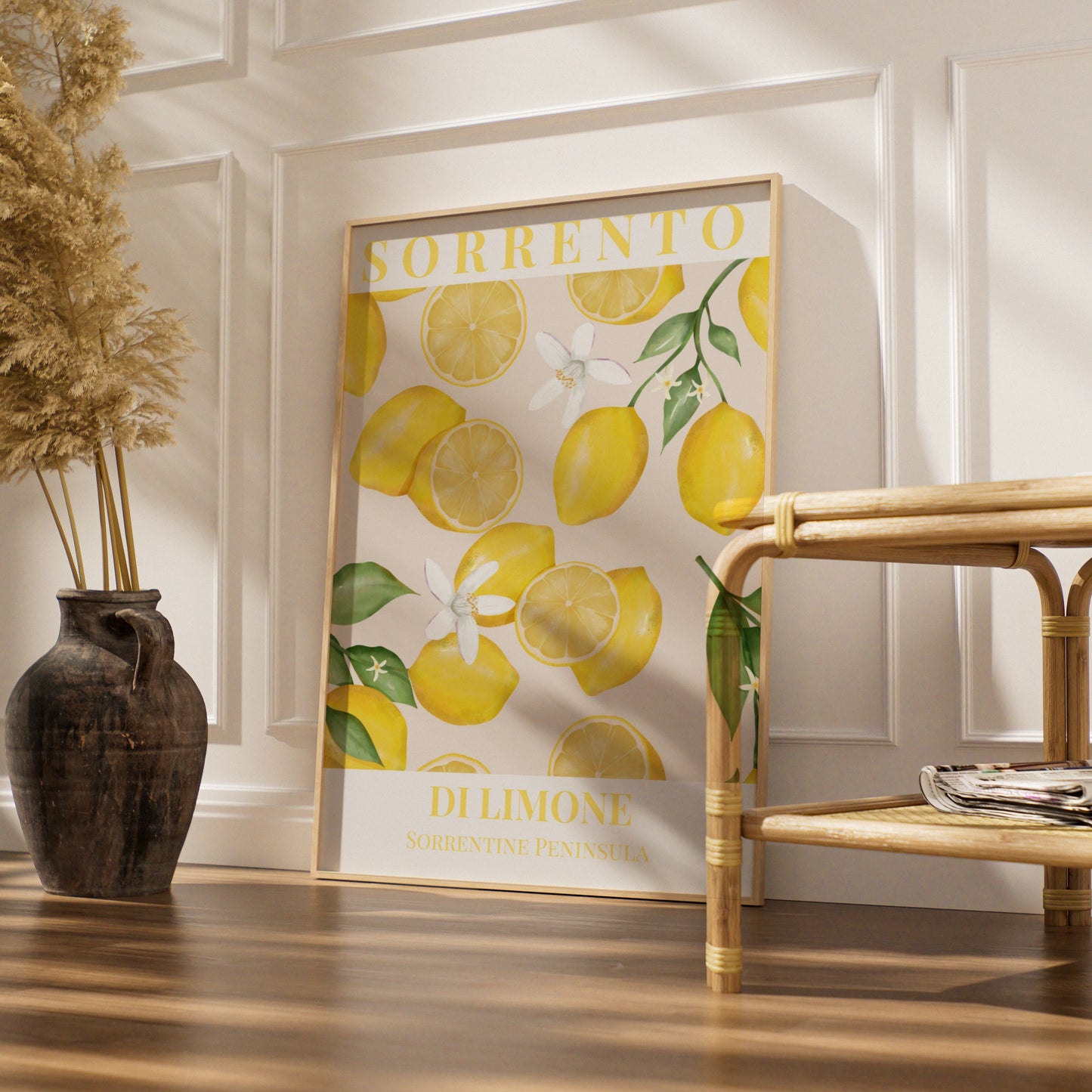 Sorrento Lemon Poster, Italian Maximalist Wall Art, Di Limone Kitchen Print, Yellow