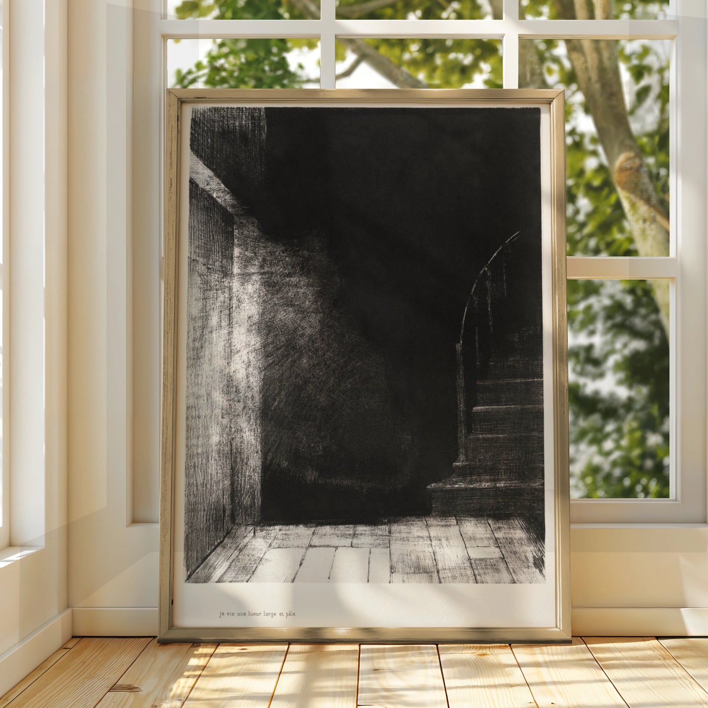 Halloween Dark Staircase Art Print, Spooky Gothic Black Wall Art, Haunted House Poster