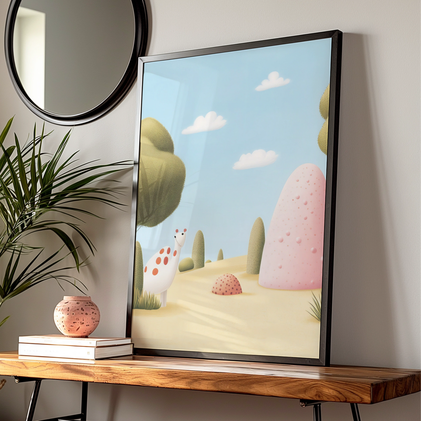 Cute Dinosaur Nursery Wall Art, Baby Dino Print, Kids Room Poster, Pastel Children Decor