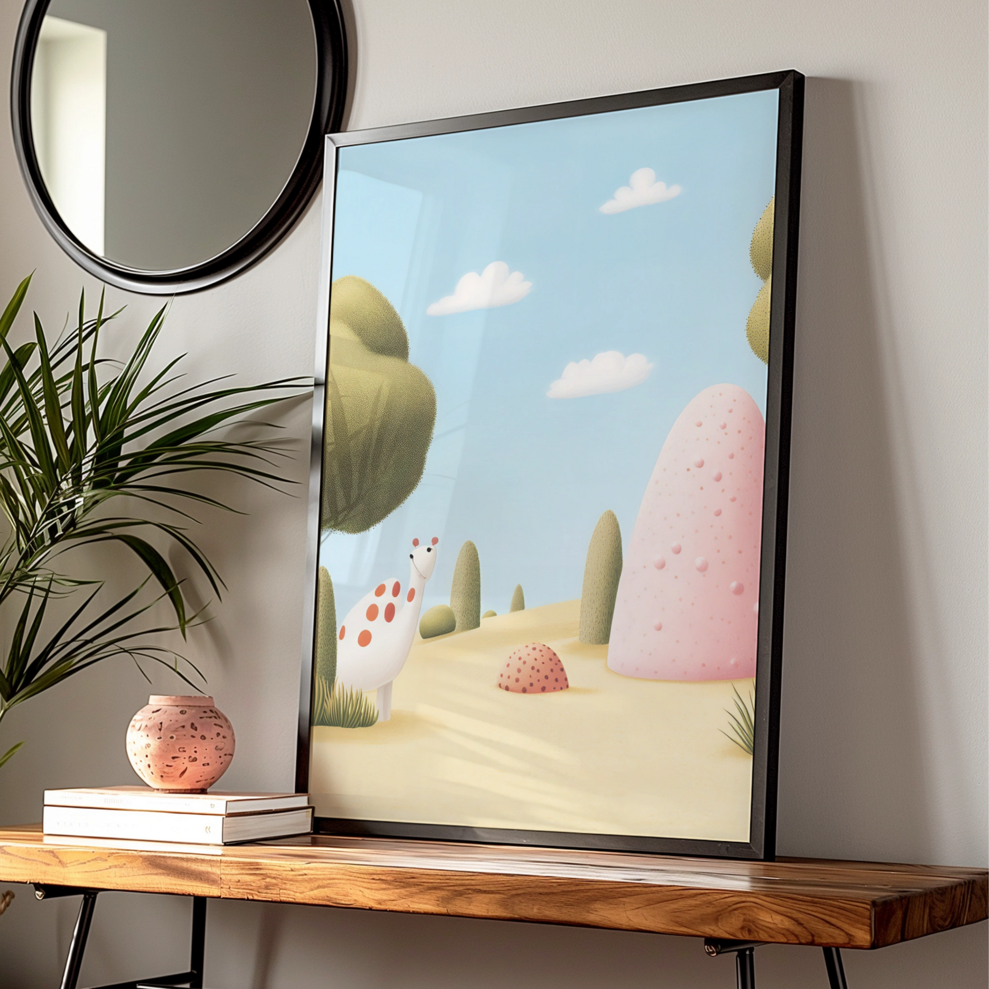 Cute Dinosaur Nursery Wall Art, Baby Dino Print, Kids Room Poster, Pastel Children Decor