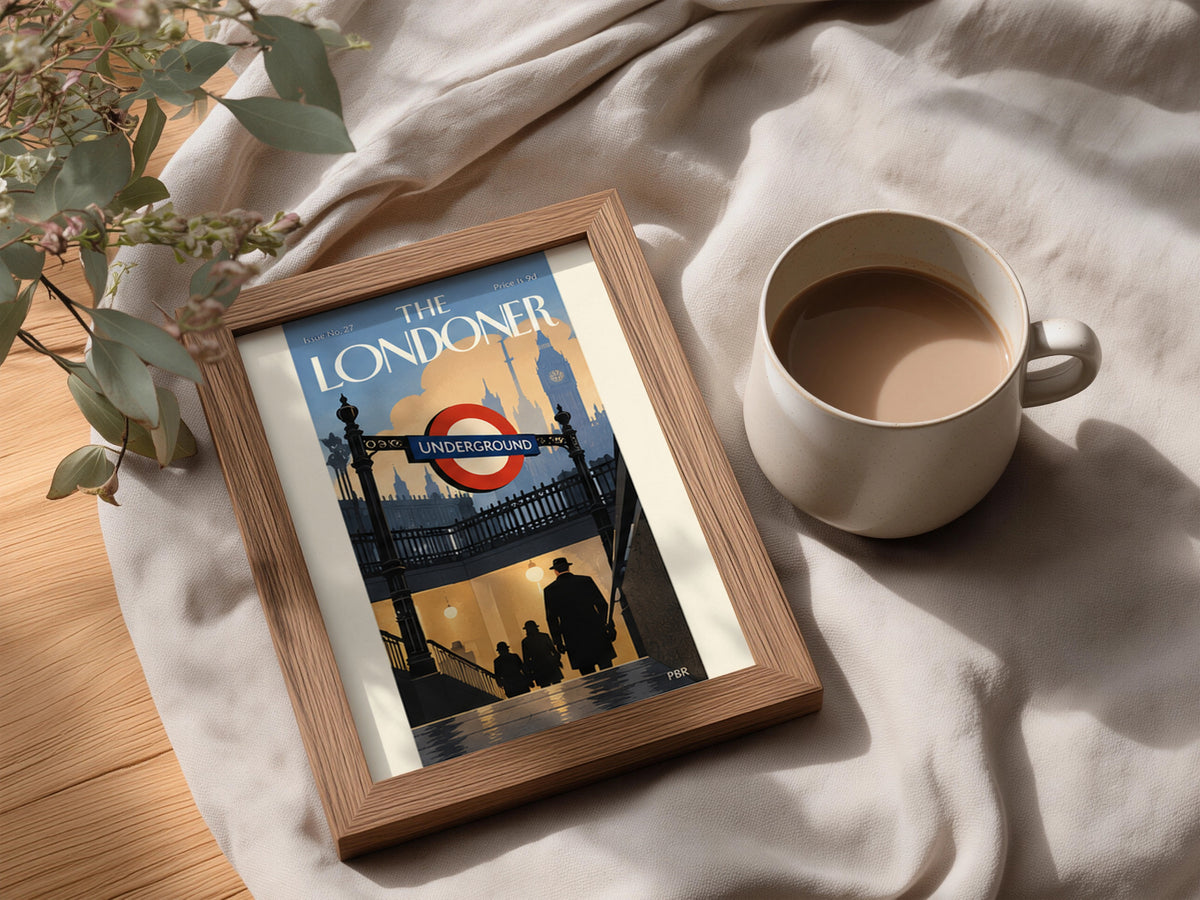 London Underground Poster, Vintage Magazine Cover Wall Art, Big Ben Art Print for Living Room